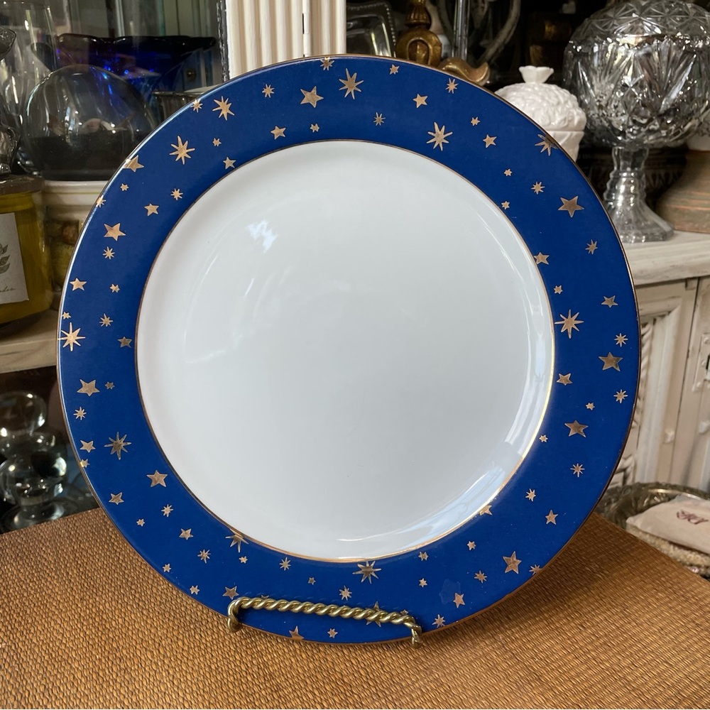 Sakura Galaxy blue & white gold stars dinner plate celestial patriotic
